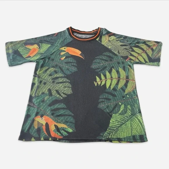 Farm Rio Printed Monstera Crew Neck Relaxed T Shirt Size Medium / Large - Picture 2 of 10